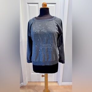 Vintage Modcloth Charcoal Cat Sweatshirt